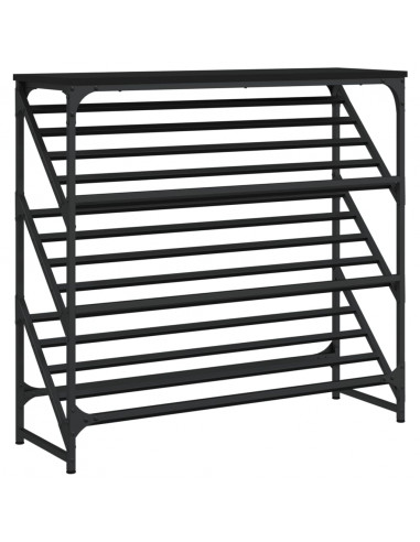 Scarpiera Nera 90x30x85 cm in Legno Multistrato