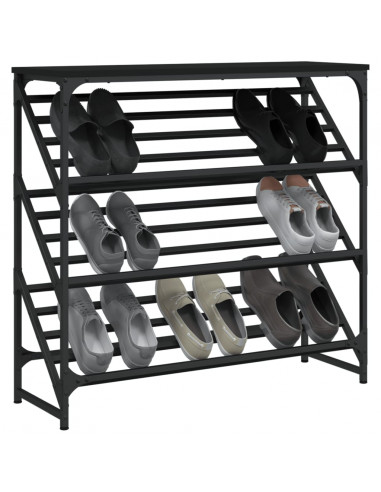 Scarpiera Nera 90x30x85 cm in Legno Multistrato