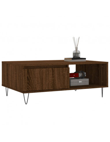 Tavolino da Salotto Rovere Marrone 90x60x35cm Legno Multistrato