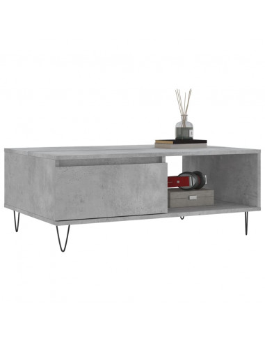 Tavolino da Salotto Grigio Cemento 90x60x35cm Legno Multistrato