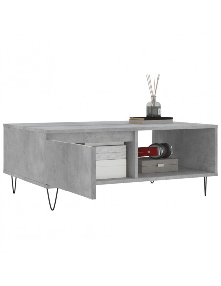 Tavolino da Salotto Grigio Cemento 90x60x35cm Legno Multistrato