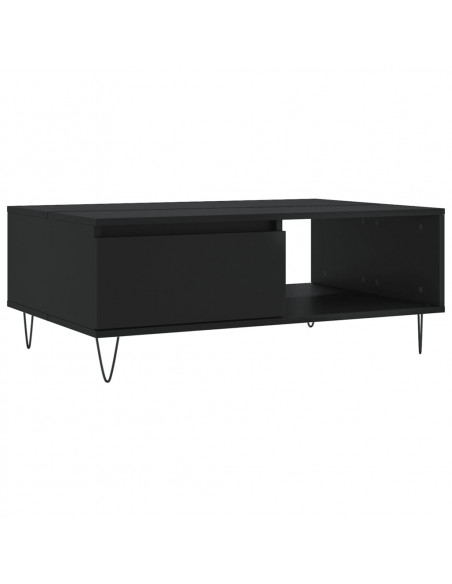 Tavolino da Salotto Nero 90x60x35 cm in Legno Multistrato