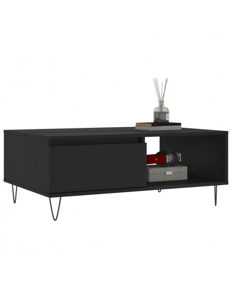 Tavolino da Salotto Nero 90x60x35 cm in Legno Multistrato
