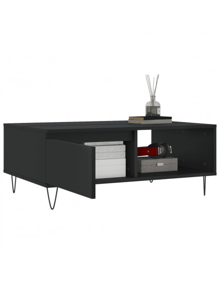Tavolino da Salotto Nero 90x60x35 cm in Legno Multistrato