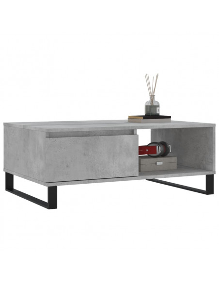 Tavolino da Salotto Grigio Cemento 90x60x35cm Legno Multistrato
