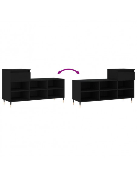 Scarpiera Nera 102x36x60 cm in Legno Multistrato