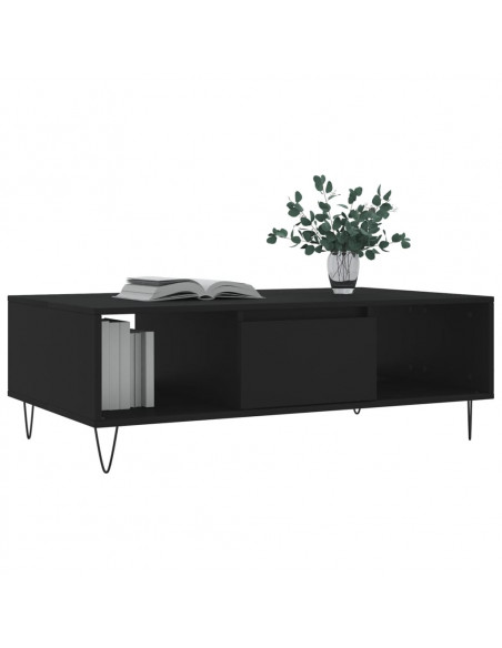 Tavolino da Salotto Nero 104x60x35 cm in Legno Multistrato
