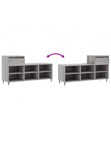 Scarpiera Grigio Sonoma 102x36x60 cm in Legno Multistrato