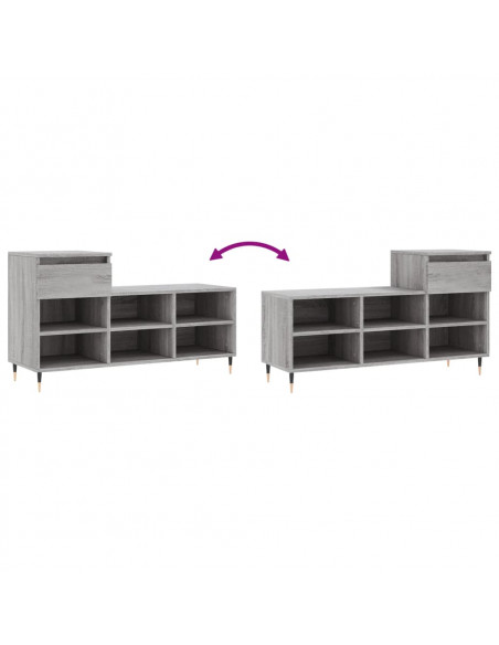 Scarpiera Grigio Sonoma 102x36x60 cm in Legno Multistrato