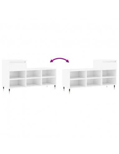 Scarpiera Bianco Lucido 102x36x60 cm in Legno Multistrato