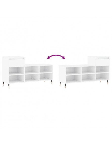 Scarpiera Bianco Lucido 102x36x60 cm in Legno Multistrato