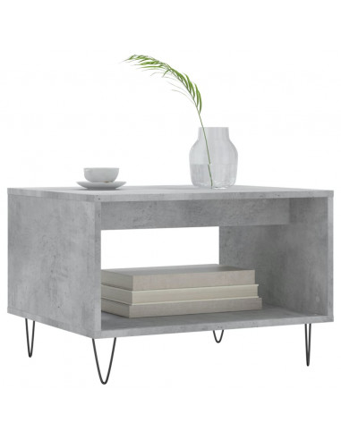 Tavolino da Salotto Grigio Cemento 60x50x40cm Legno Multistrato