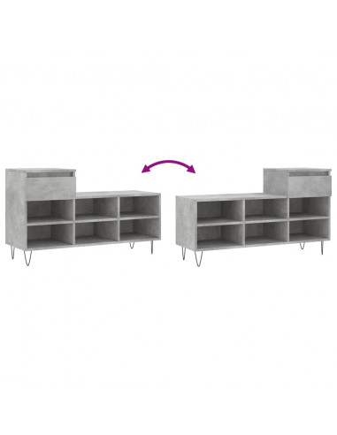 Scarpiera Grigio Cemento 102x36x60 cm in Legno Multistrato