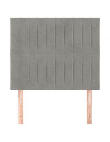 Testiera 2 pz Grigio Chiaro 90x5x78/88 cm in Velluto