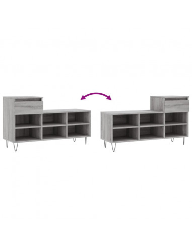 Scarpiera Grigio Sonoma 102x36x60 cm in Legno Multistrato