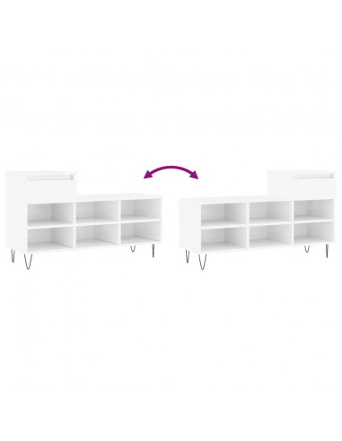 Scarpiera Bianco Lucido 102x36x60 cm in Legno Multistrato