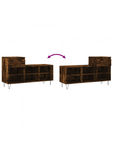 Scarpiera Rovere Fumo 102x36x60 cm in Legno Multistrato