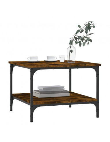 Tavolino da Salotto Rovere Fumo 55x55x40cm in Legno Multistrato