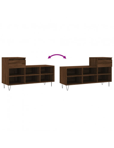 Scarpiera Rovere Marrone 102x36x60 cm in Legno Multistrato