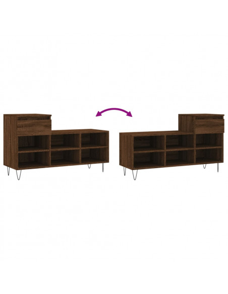 Scarpiera Rovere Marrone 102x36x60 cm in Legno Multistrato