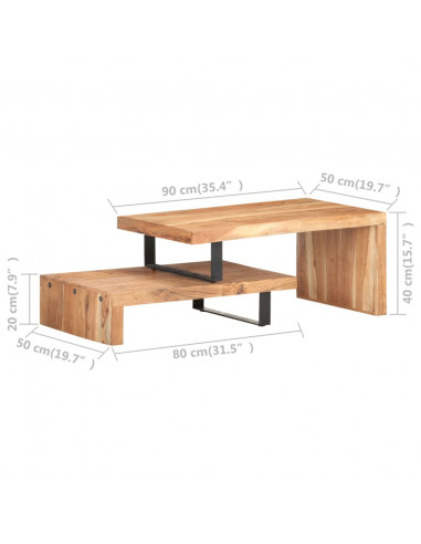 Set Tavolini da Caffè 2 pz in Legno Massello di Acacia