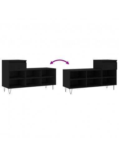 Scarpiera Nera 102x36x60 cm in Legno Multistrato