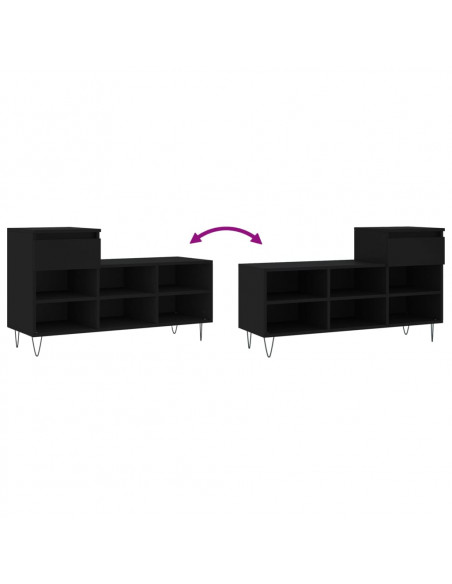 Scarpiera Nera 102x36x60 cm in Legno Multistrato