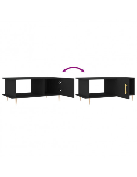 Tavolino da Salotto Nero 90x50x40 cm in Legno Multistrato