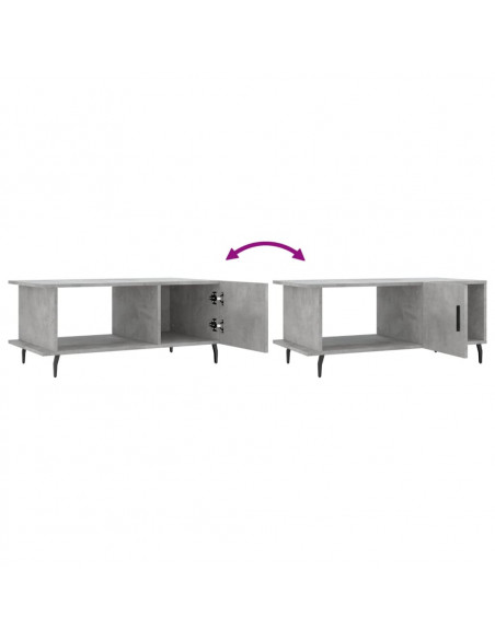 Tavolino da Salotto Grigio Cemento 90x50x40cm Legno Multistrato