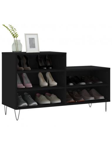 Scarpiera Nera 102x36x60 cm in Legno Multistrato