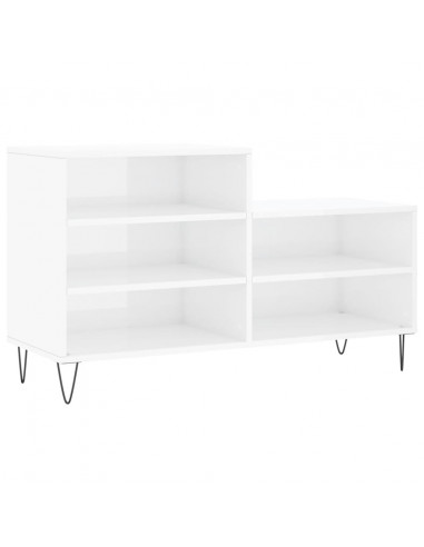 Scarpiera Bianco Lucido 102x36x60 cm in Legno Multistrato
