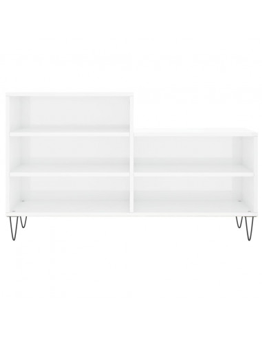 Scarpiera Bianco Lucido 102x36x60 cm in Legno Multistrato