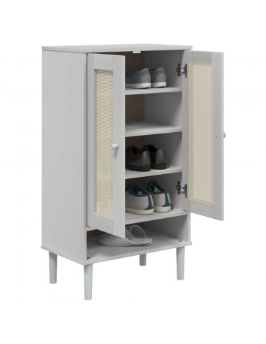 Scarpiera SENJA Aspetto Rattan Bianco 59,5x35x107 cm Massello