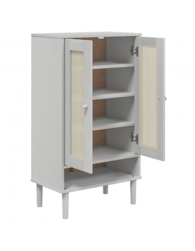 Scarpiera SENJA Aspetto Rattan Bianco 59,5x35x107 cm Massello