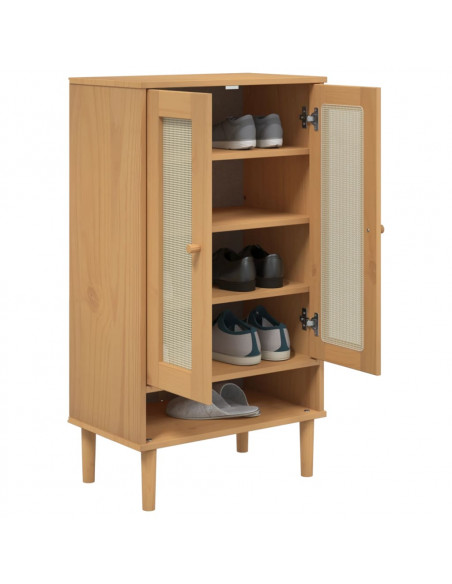 Scarpiera SENJA Aspetto Rattan Marrone 59,5x35x107 cm Massello