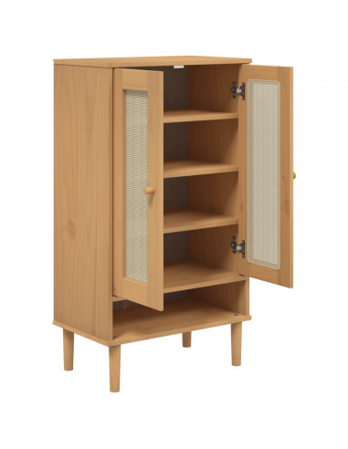 Scarpiera SENJA Aspetto Rattan Marrone 59,5x35x107 cm Massello