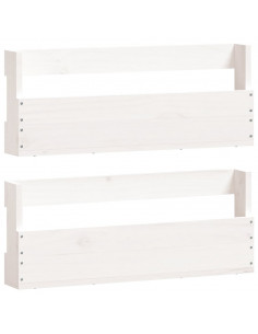 Scarpiere a Parete 2 pz Bianco 59x9x23cm Legno Massello di Pino 2