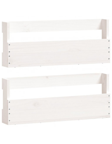 Scarpiere a Parete 2 pz Bianco 59x9x23cm Legno Massello di Pino