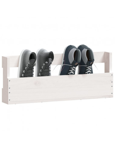 Scarpiere a Parete 2 pz Bianco 59x9x23cm Legno Massello di Pino