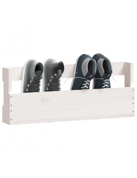 Scarpiere a Parete 2 pz Bianco 59x9x23cm Legno Massello di Pino