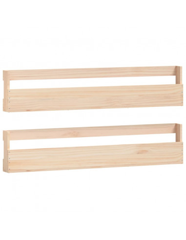 Scarpiere a Parete 2 pz 110x9x23 cm Legno Massello di Pino