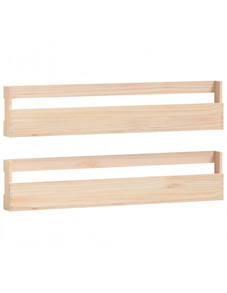 Scarpiere a Parete 2 pz 110x9x23 cm Legno Massello di Pino