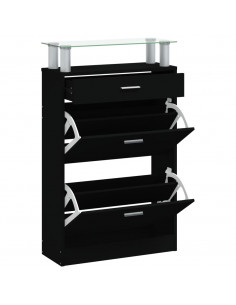 Scarpiera Nera 63x24x104 cm in Legno Multistrato 2