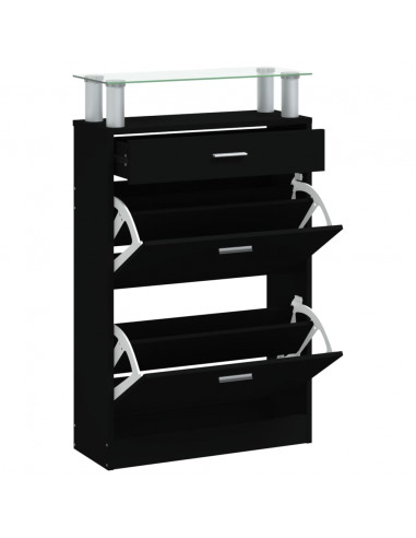 Scarpiera Nera 63x24x104 cm in Legno Multistrato