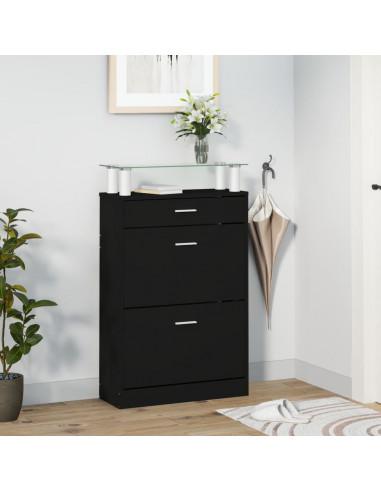 Scarpiera Nera 63x24x104 cm in Legno Multistrato