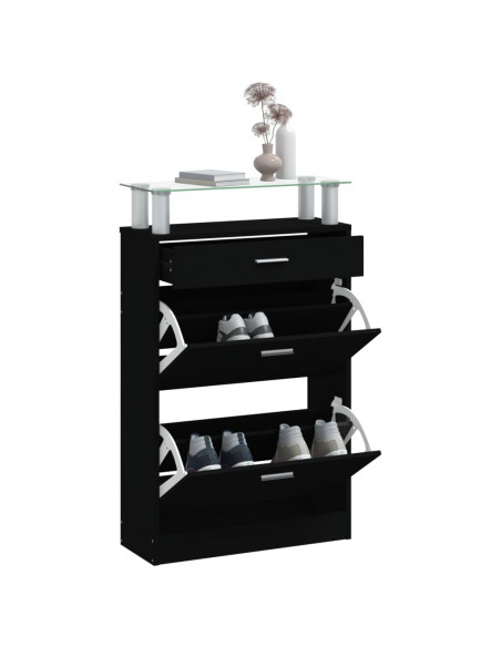 Scarpiera Nera 63x24x104 cm in Legno Multistrato