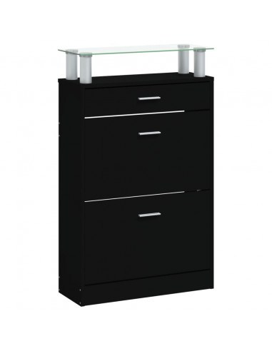Scarpiera Nera 63x24x104 cm in Legno Multistrato