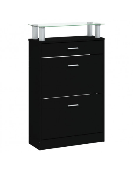 Scarpiera Nera 63x24x104 cm in Legno Multistrato
