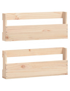 Scarpiere a Parete 2 pz 59x9x23 cm Legno Massello di Pino 2