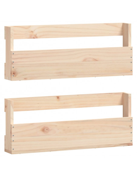 Scarpiere a Parete 2 pz 59x9x23 cm Legno Massello di Pino